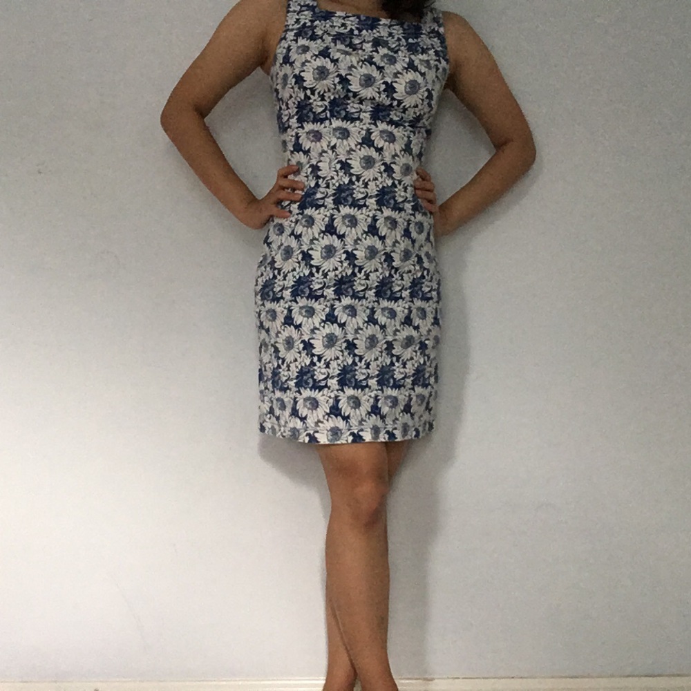 Blue flower pattern dress